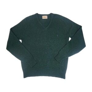 Vintage Campus Wool Blend V-Neck Sweater USA Made Green Mens S